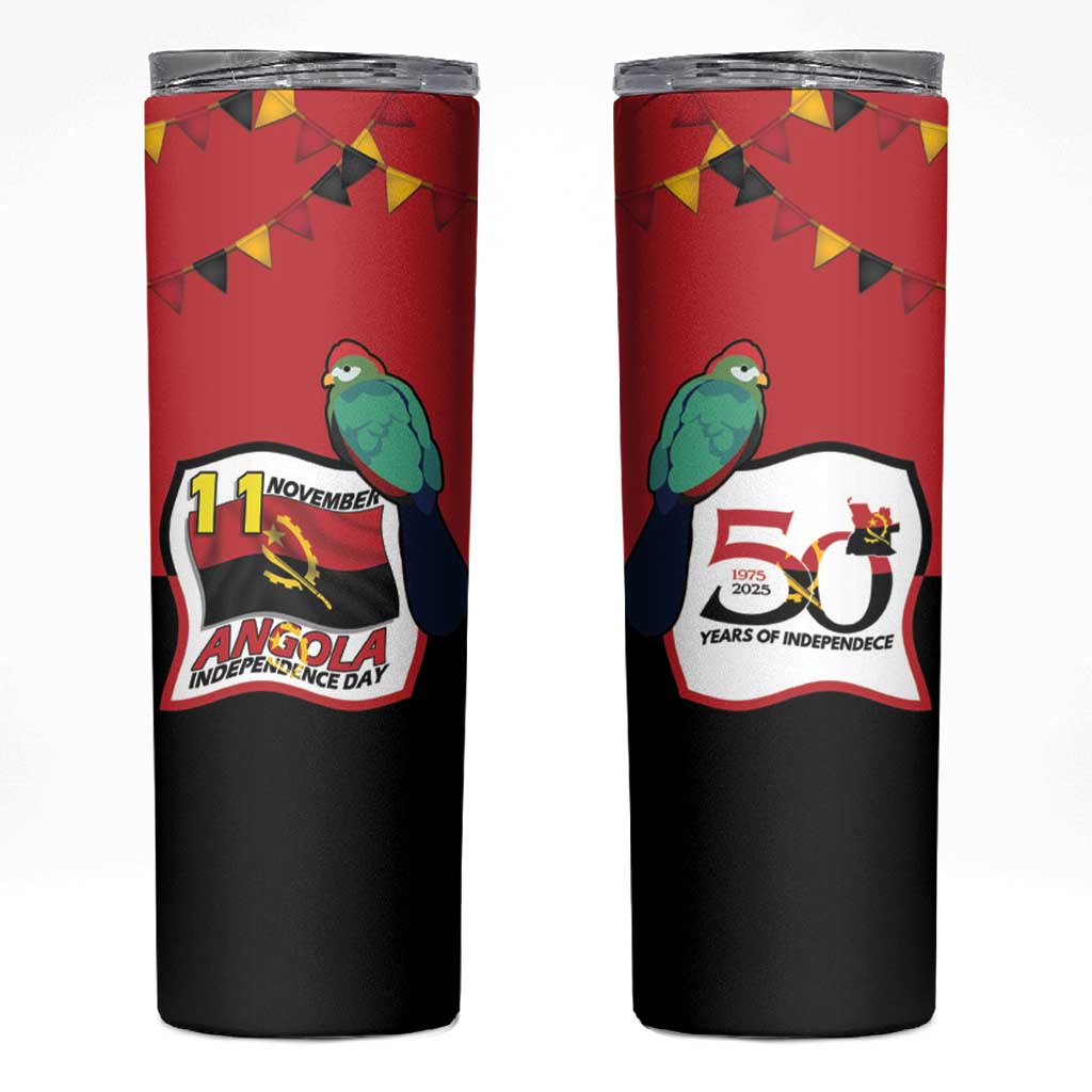 Happy Angola Skinny Tumbler 50 Years of Independence - Wonder Print Shop