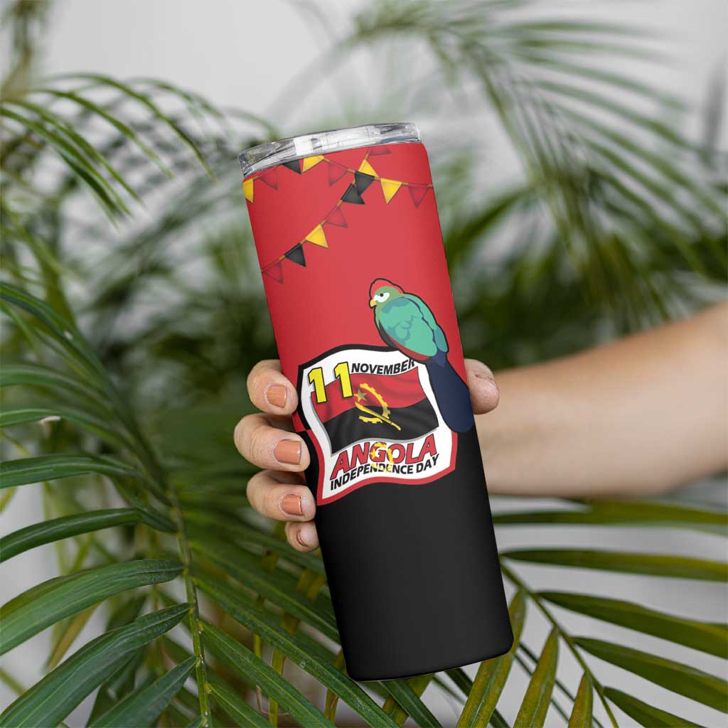 Happy Angola Skinny Tumbler 50 Years of Independence - Wonder Print Shop