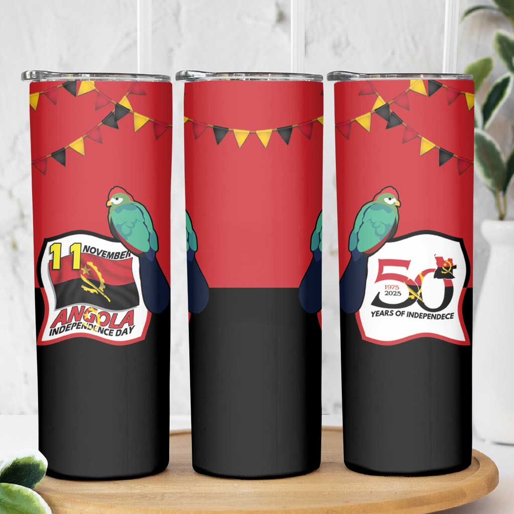 Happy Angola Skinny Tumbler 50 Years of Independence - Wonder Print Shop