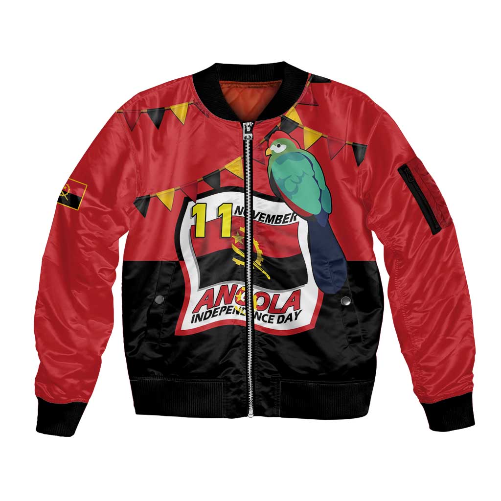 Happy Angola Sleeve Zip Bomber Jacket 50 Years of Independence - Wonder Print Shop