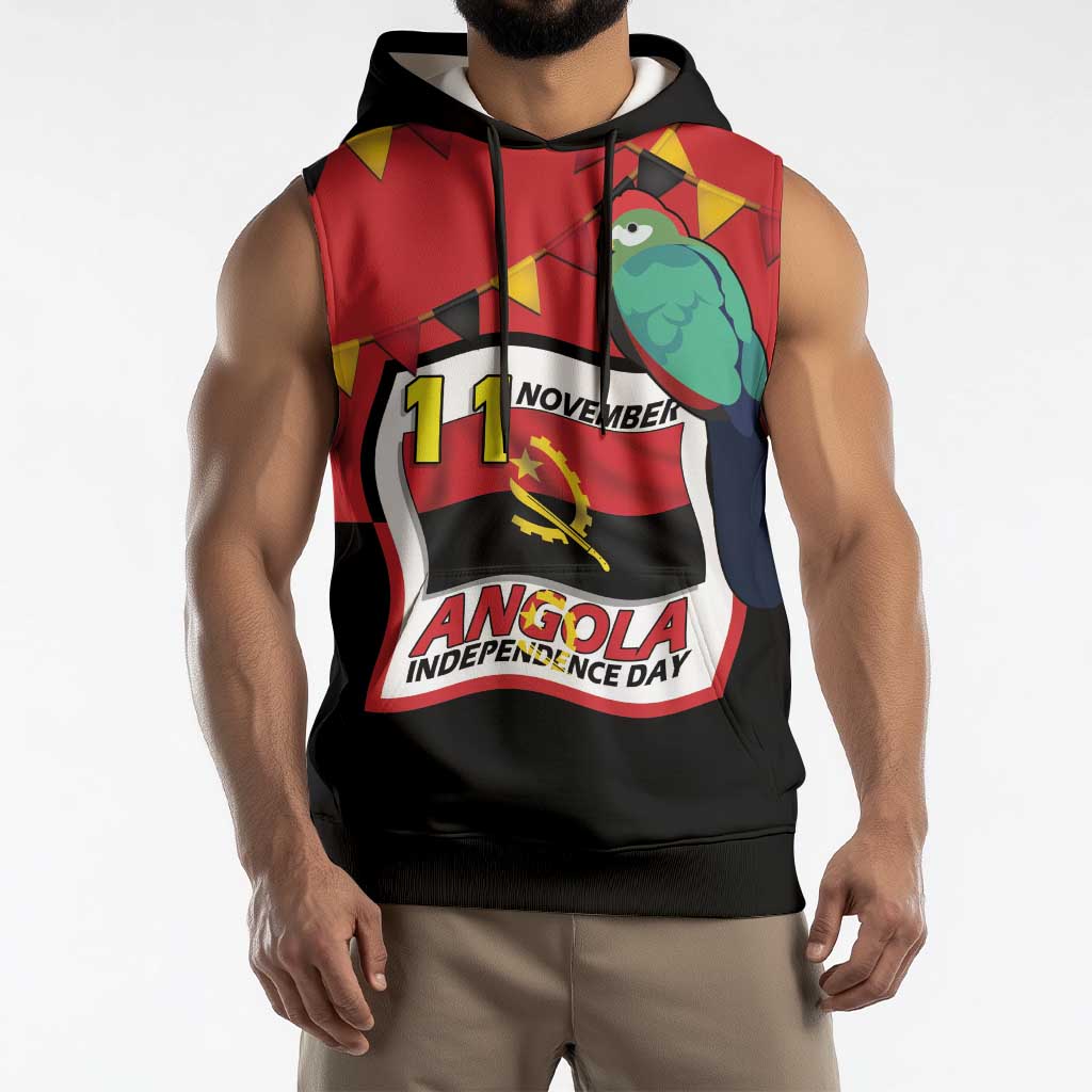 Happy Angola Sleeveless Hoodie 50 Years of Independence - Wonder Print Shop