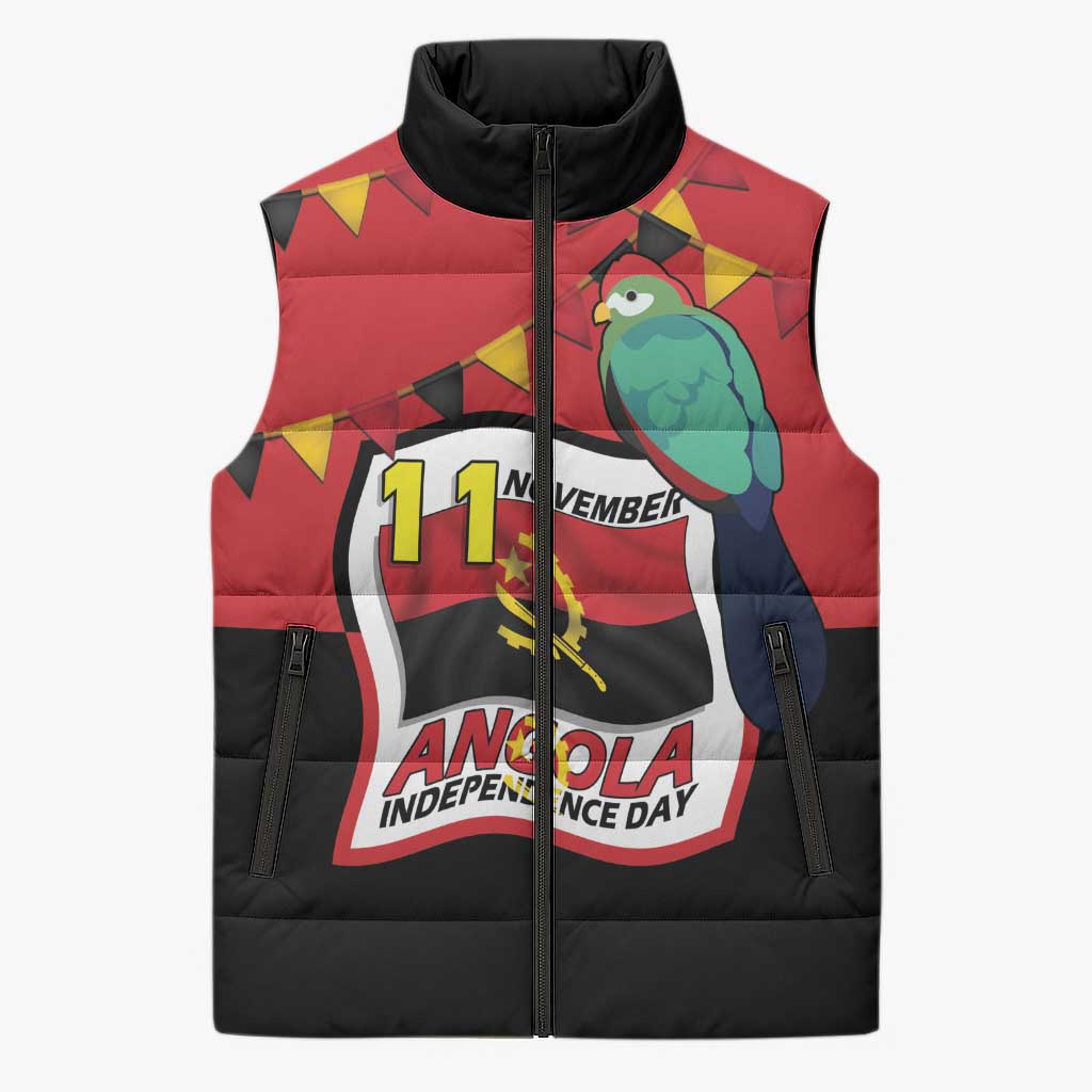 Happy Angola Sleeveless Puffer Jacket 50 Years of Independence - Wonder Print Shop