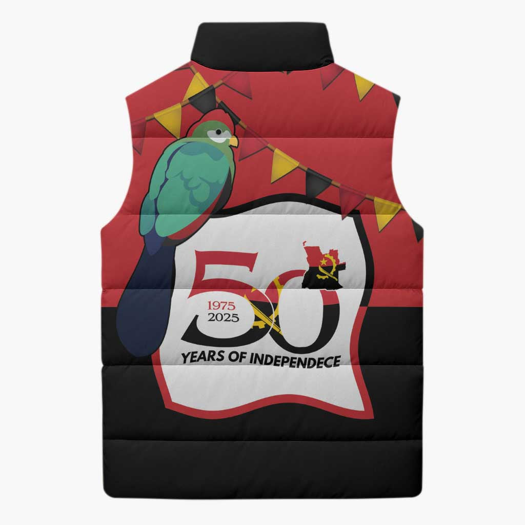 Happy Angola Sleeveless Puffer Jacket 50 Years of Independence - Wonder Print Shop
