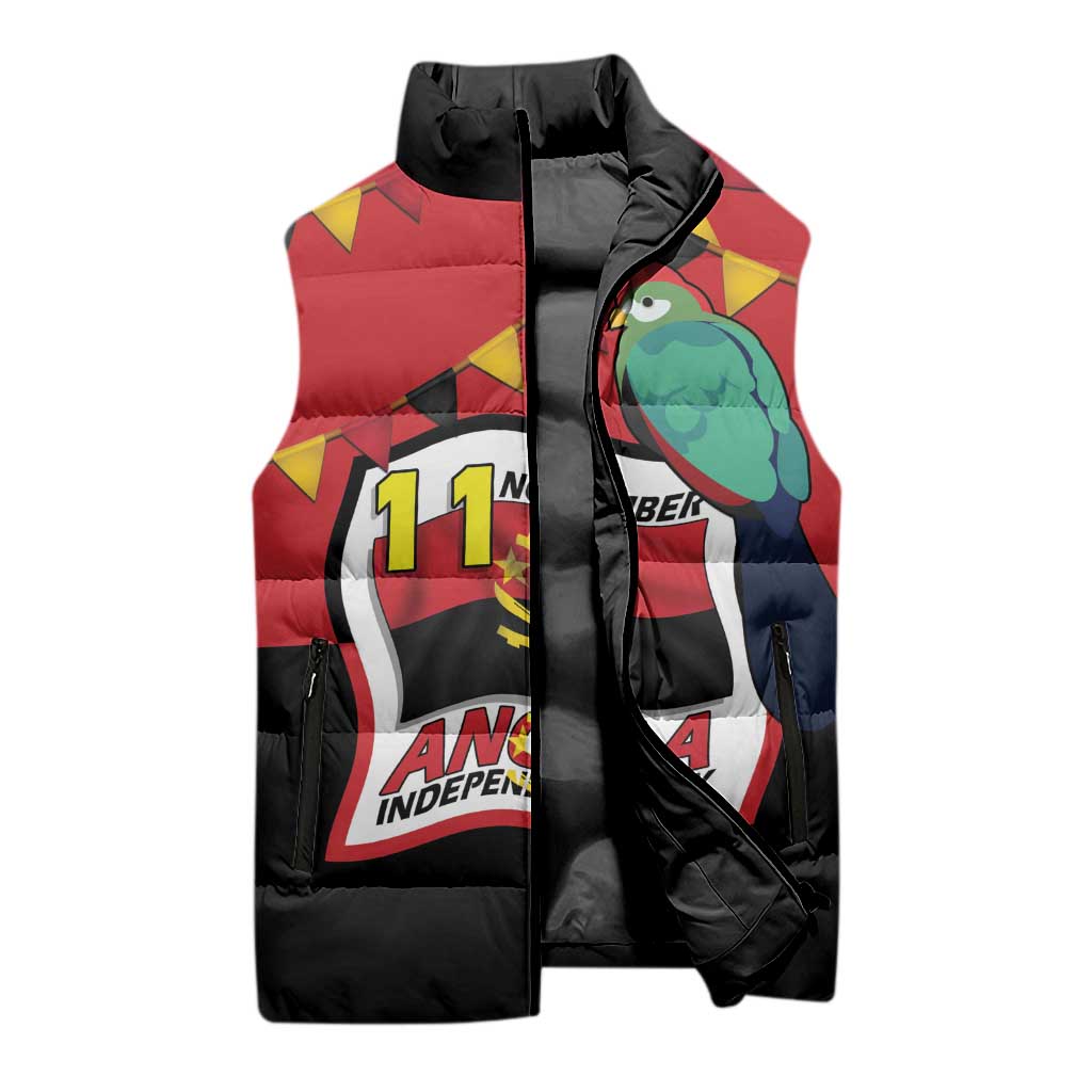 Happy Angola Sleeveless Puffer Jacket 50 Years of Independence - Wonder Print Shop