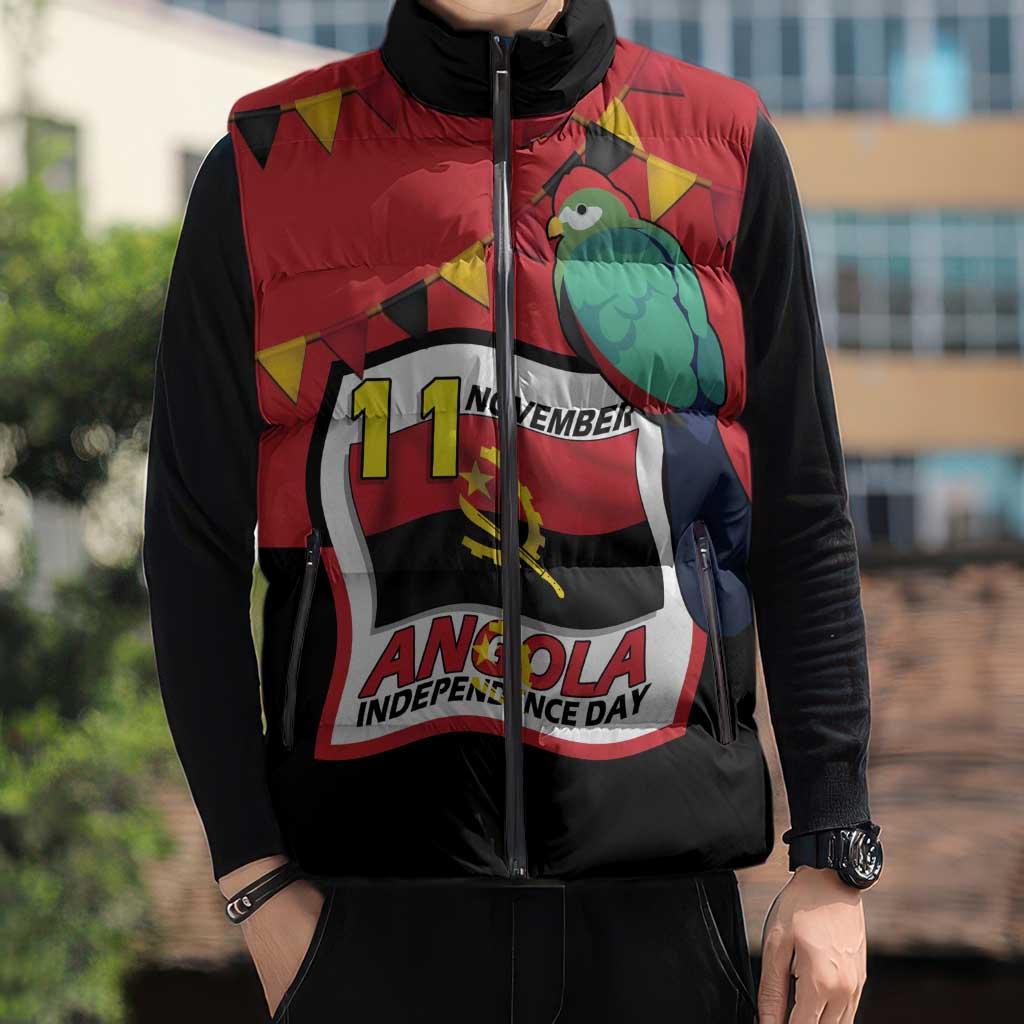 Happy Angola Sleeveless Puffer Jacket 50 Years of Independence - Wonder Print Shop