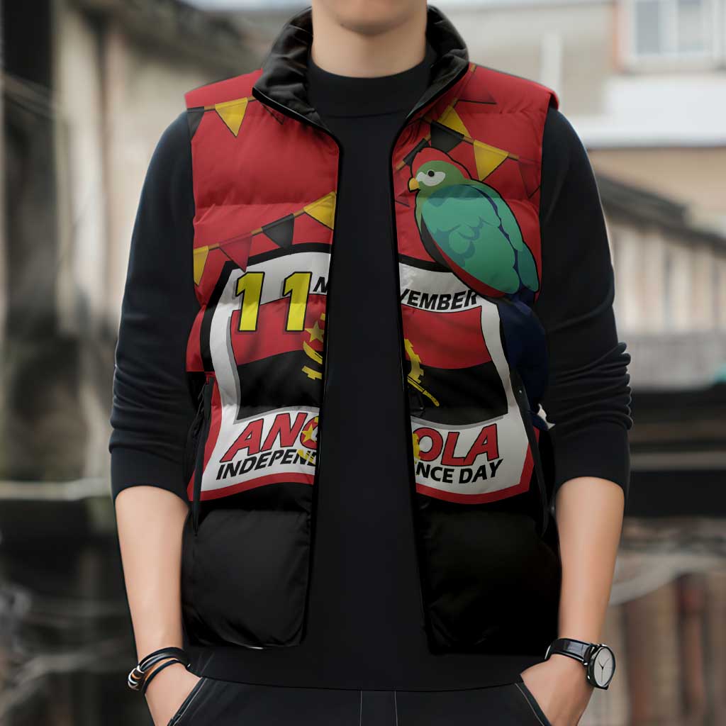 Happy Angola Sleeveless Puffer Jacket 50 Years of Independence - Wonder Print Shop
