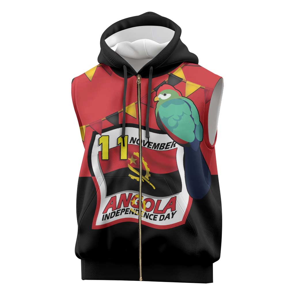 Happy Angola Sleeveless Zip Hoodie 50 Years of Independence - Wonder Print Shop