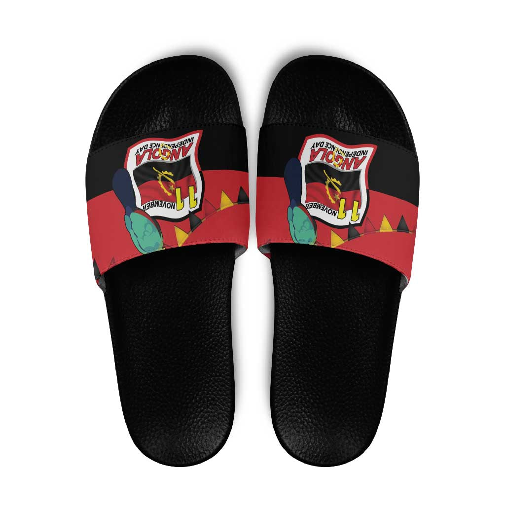 Happy Angola Slide Sandals 50 Years of Independence - Wonder Print Shop