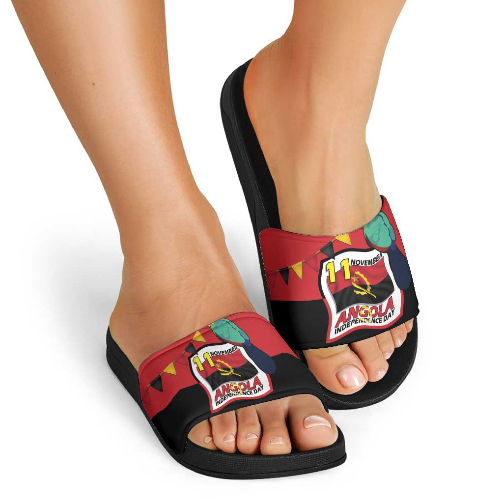 Happy Angola Slide Sandals 50 Years of Independence - Wonder Print Shop
