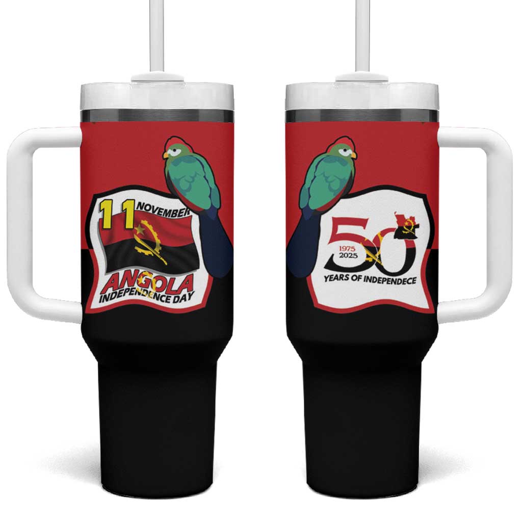 Happy Angola Tumbler With Handle 50 Years of Independence - Wonder Print Shop