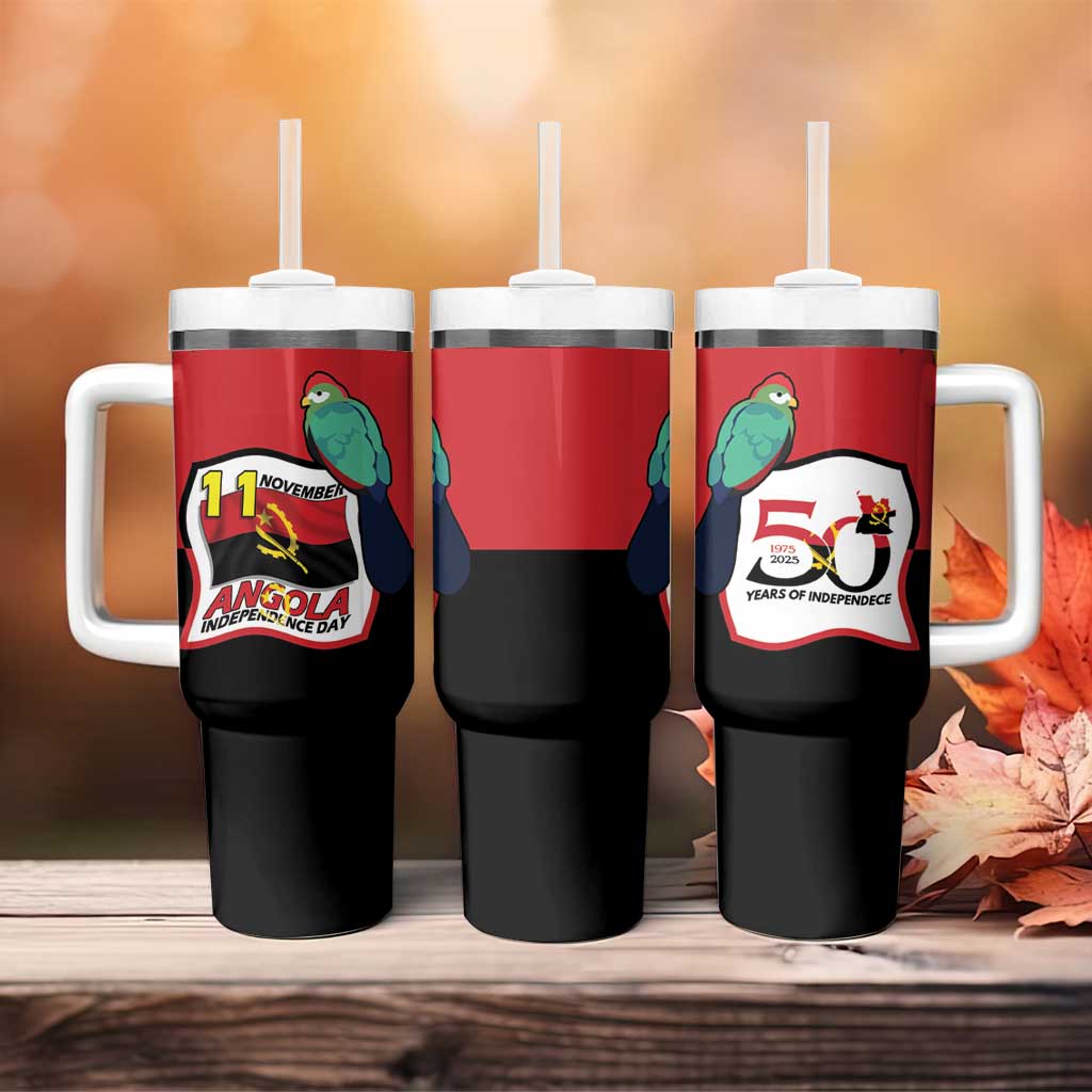 Happy Angola Tumbler With Handle 50 Years of Independence - Wonder Print Shop