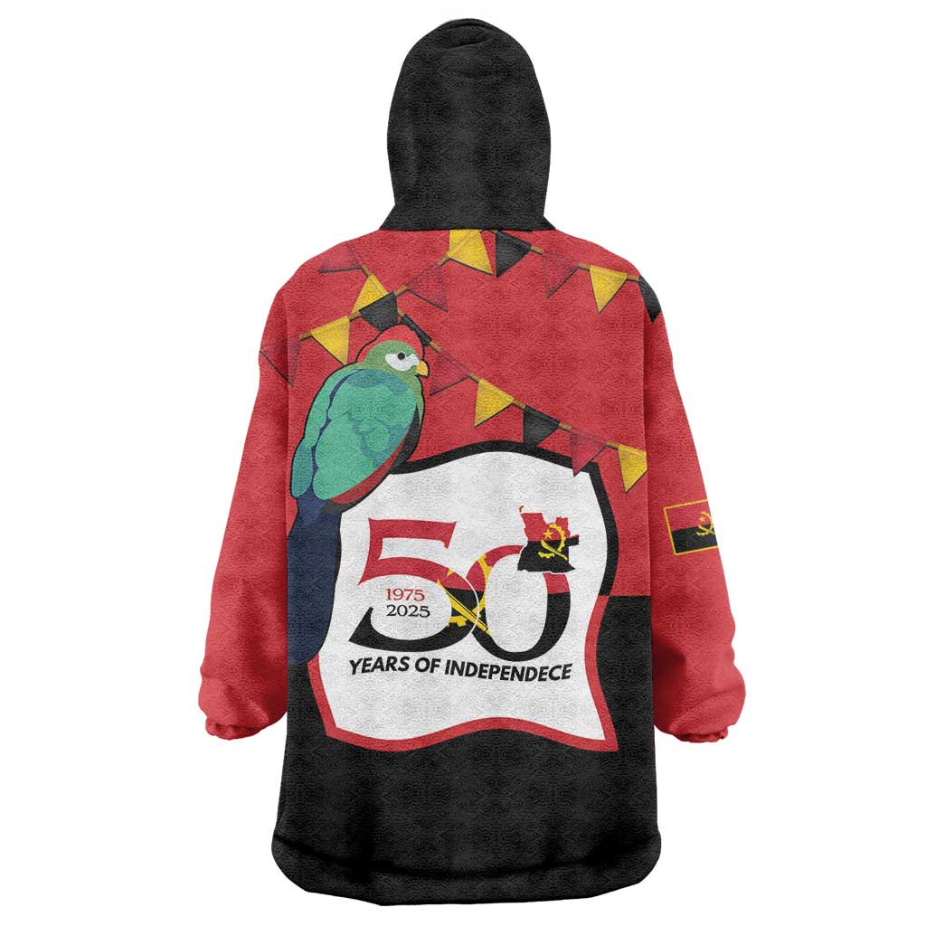 Happy Angola Wearable Blanket Hoodie 50 Years of Independence - Wonder Print Shop
