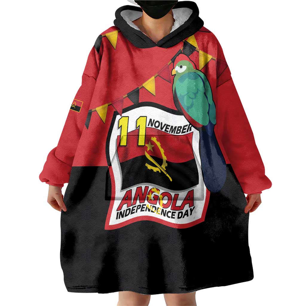 Happy Angola Wearable Blanket Hoodie 50 Years of Independence - Wonder Print Shop