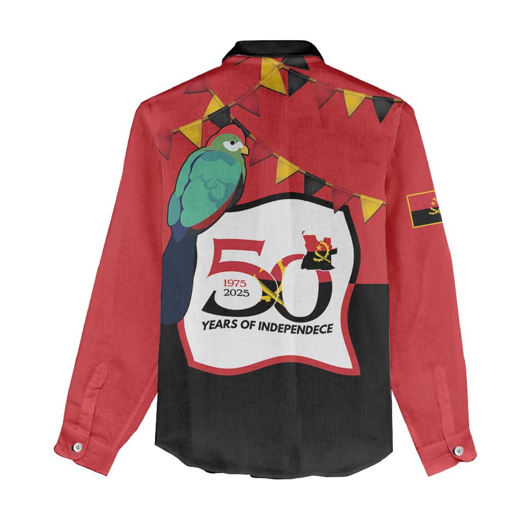 Happy Angola Women Casual Shirt 50 Years of Independence - Wonder Print Shop