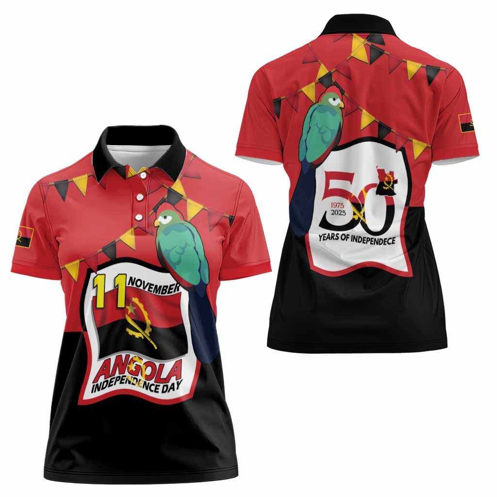 Happy Angola Women Polo Shirt 50 Years of Independence - Wonder Print Shop