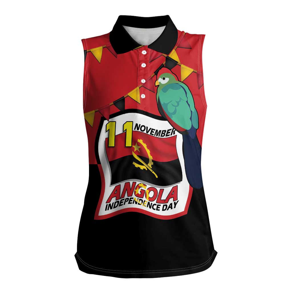Happy Angola Women Sleeveless Polo Shirt 50 Years of Independence - Wonder Print Shop