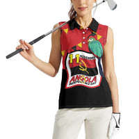 Happy Angola Women Sleeveless Polo Shirt 50 Years of Independence - Wonder Print Shop