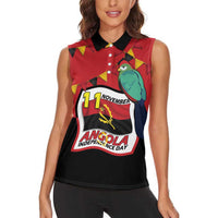 Happy Angola Women Sleeveless Polo Shirt 50 Years of Independence - Wonder Print Shop