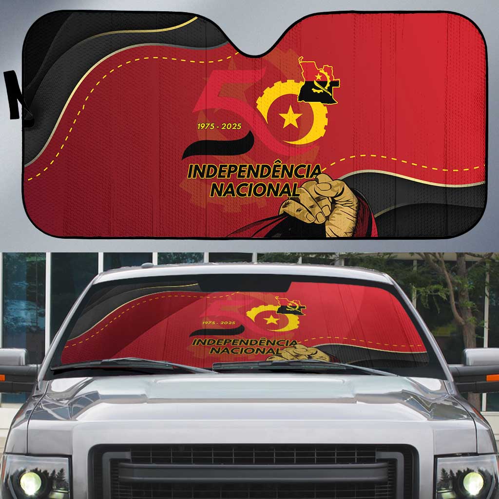 Angola Independence Day Auto Sun Shade Virtue Is Stronger When United - Wonder Print Shop