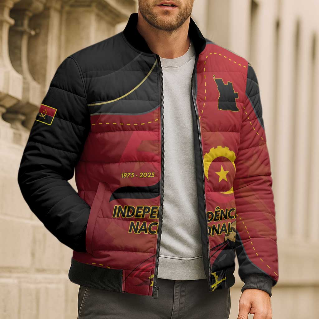 Personalized Angola Independence Day Bomber Puffer Jacket Virtue Is Stronger When United - Wonder Print Shop