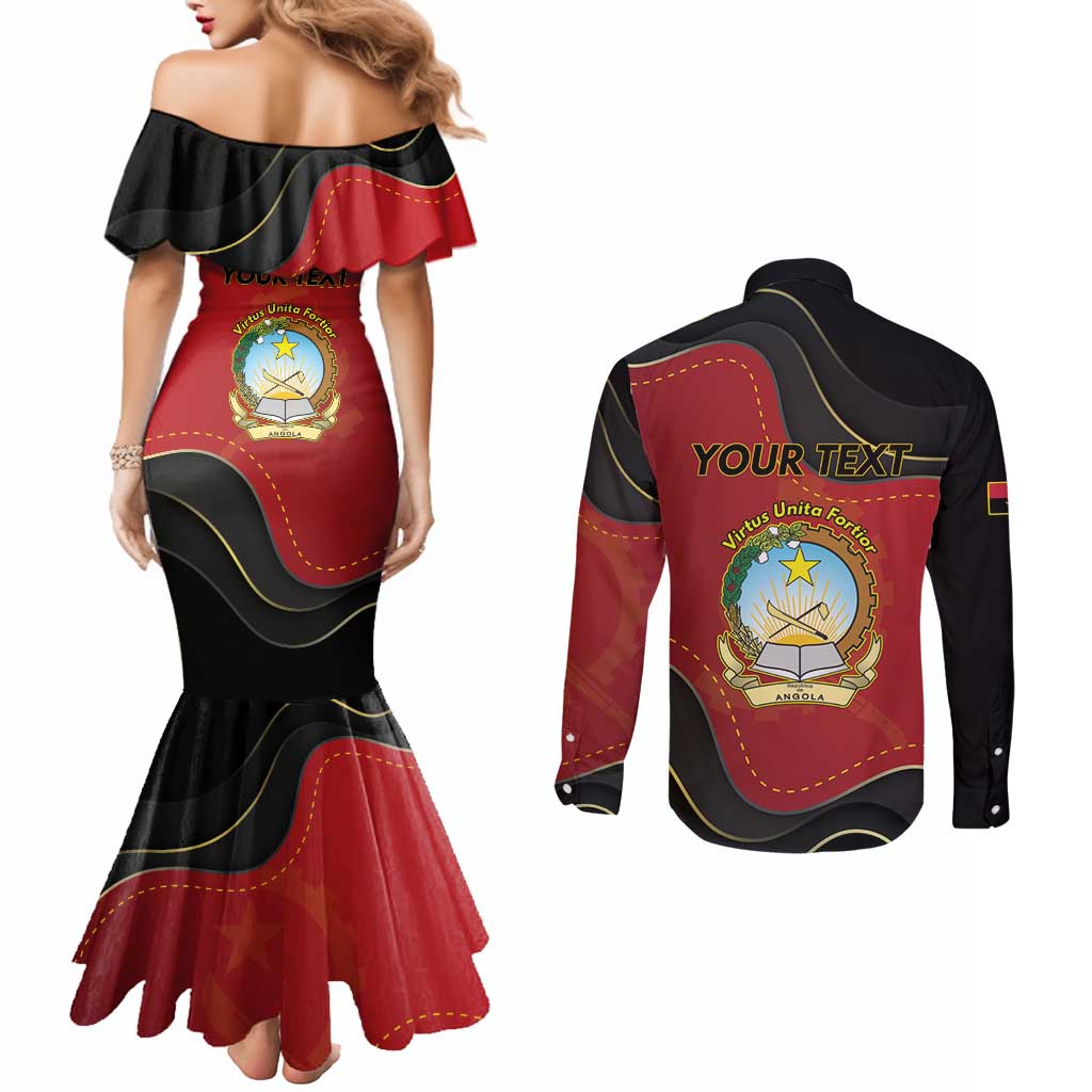 Personalized Angola Independence Day Couples Matching Mermaid Dress and Long Sleeve Button Shirt Virtue Is Stronger When United - Wonder Print Shop