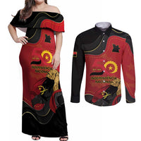 Personalized Angola Independence Day Couples Matching Off Shoulder Maxi Dress and Long Sleeve Button Shirt Virtue Is Stronger When United - Wonder Print Shop