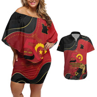 Personalized Angola Independence Day Couples Matching Off Shoulder Short Dress and Hawaiian Shirt Virtue Is Stronger When United - Wonder Print Shop