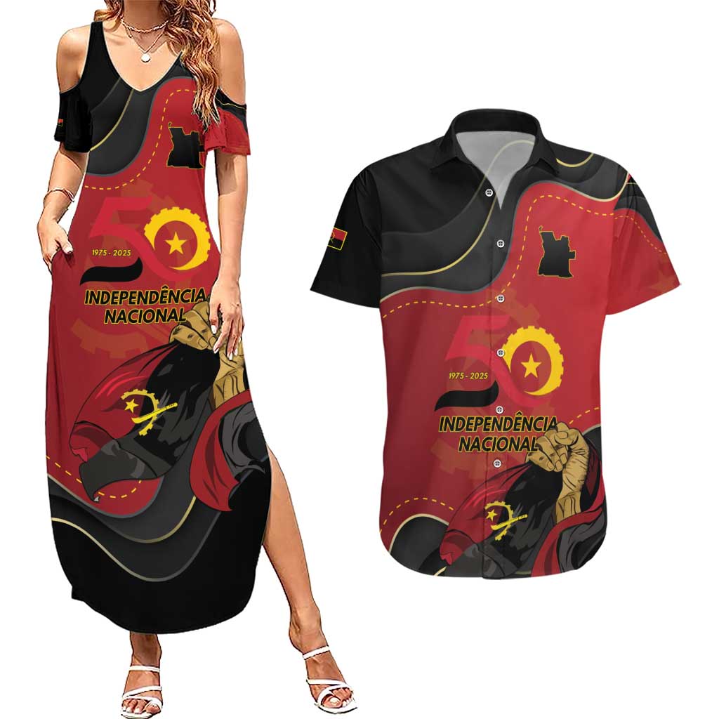 Personalized Angola Independence Day Couples Matching Summer Maxi Dress and Hawaiian Shirt Virtue Is Stronger When United - Wonder Print Shop