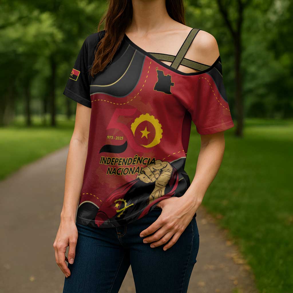 Personalized Angola Independence Day Cross Shoulder Shirt Virtue Is Stronger When United - Wonder Print Shop