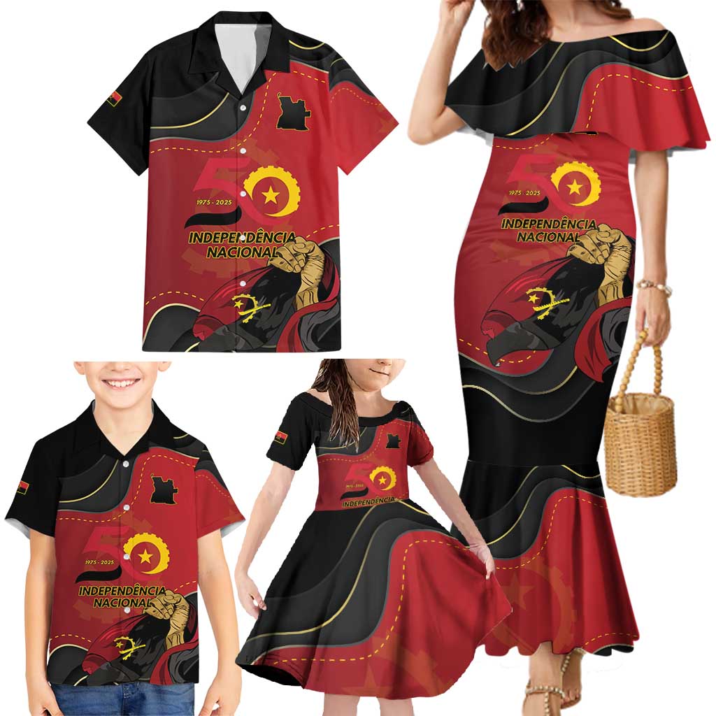 Personalized Angola Independence Day Family Matching Mermaid Dress and Hawaiian Shirt Virtue Is Stronger When United - Wonder Print Shop