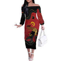 Personalized Angola Independence Day Family Matching Off The Shoulder Long Sleeve Dress and Hawaiian Shirt Virtue Is Stronger When United - Wonder Print Shop