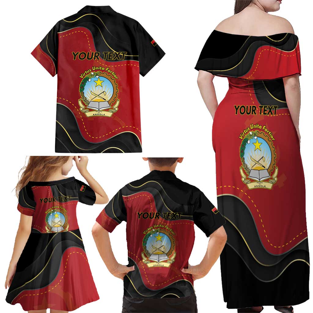 Personalized Angola Independence Day Family Matching Off Shoulder Maxi Dress and Hawaiian Shirt Virtue Is Stronger When United - Wonder Print Shop