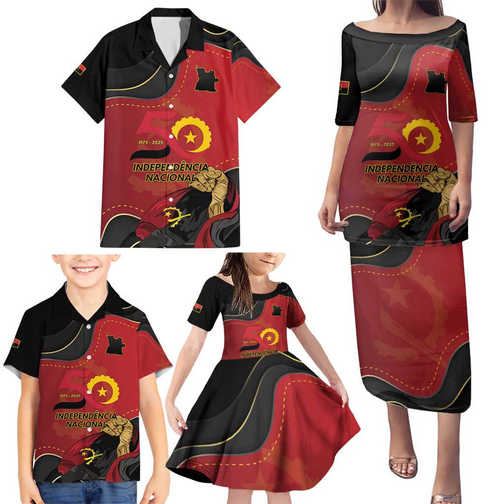 Personalized Angola Independence Day Family Matching Puletasi and Hawaiian Shirt Virtue Is Stronger When United - Wonder Print Shop
