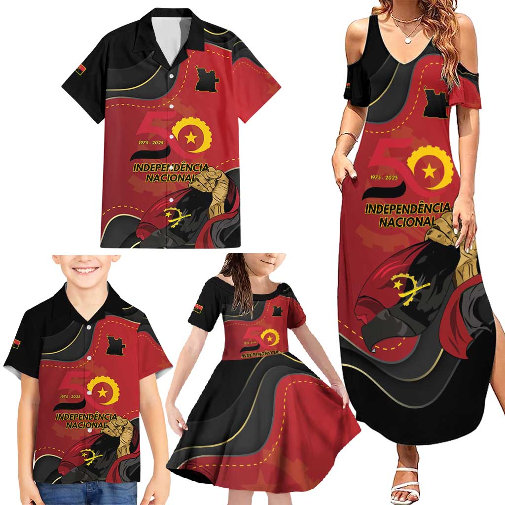 Personalized Angola Independence Day Family Matching Summer Maxi Dress and Hawaiian Shirt Virtue Is Stronger When United - Wonder Print Shop