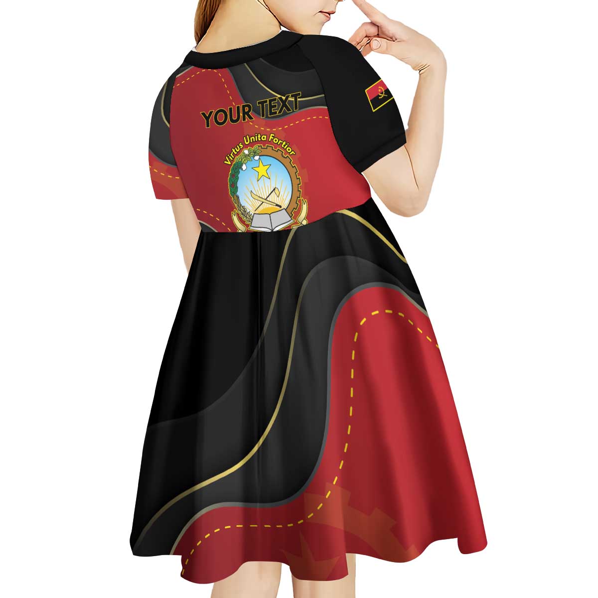 Personalized Angola Independence Day Kid Short Sleeve Dress Virtue Is Stronger When United - Wonder Print Shop