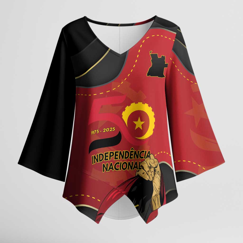 Personalized Angola Independence Day Kimono Sleeve Blouse Virtue Is Stronger When United - Wonder Print Shop