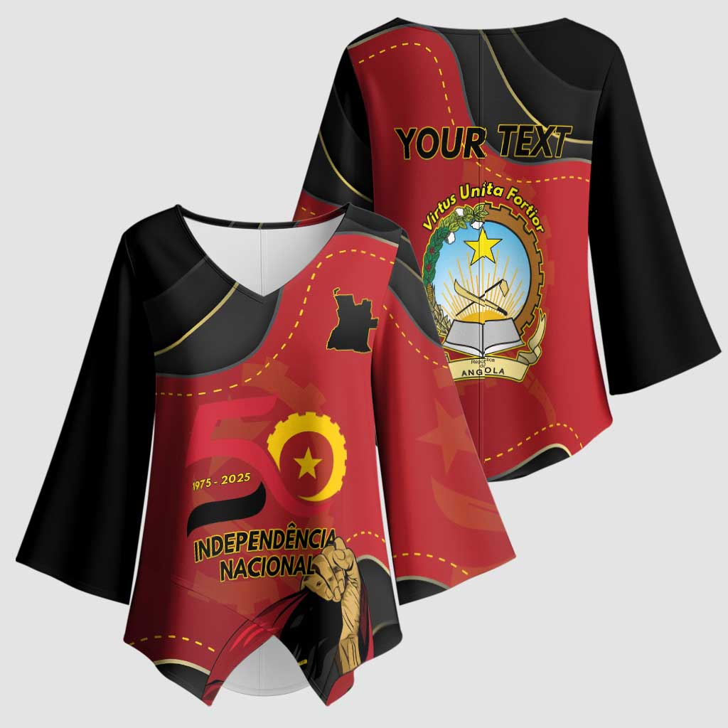 Personalized Angola Independence Day Kimono Sleeve Blouse Virtue Is Stronger When United - Wonder Print Shop
