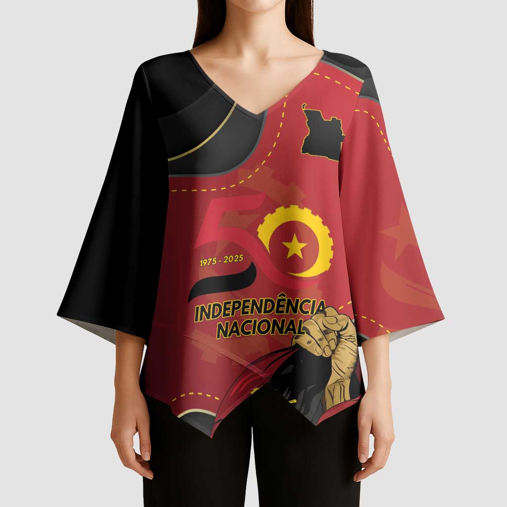 Personalized Angola Independence Day Kimono Sleeve Blouse Virtue Is Stronger When United - Wonder Print Shop