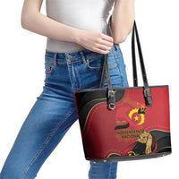 Angola Independence Day Leather Tote Bag Virtue Is Stronger When United - Wonder Print Shop