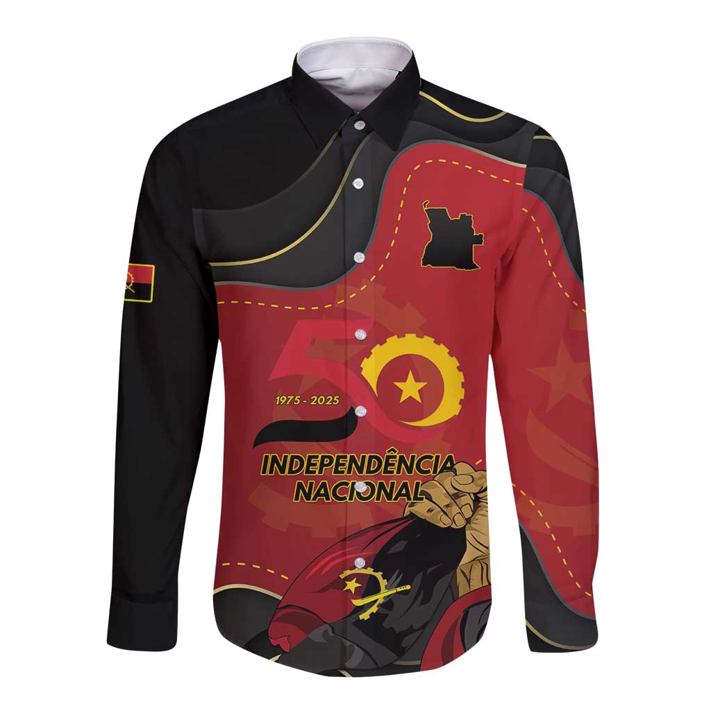 Personalized Angola Independence Day Long Sleeve Button Shirt Virtue Is Stronger When United - Wonder Print Shop