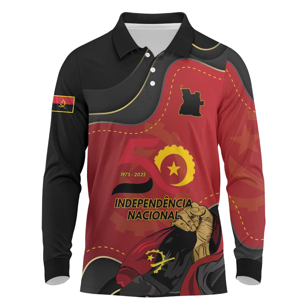 Personalized Angola Independence Day Long Sleeve Polo Shirt Virtue Is Stronger When United - Wonder Print Shop