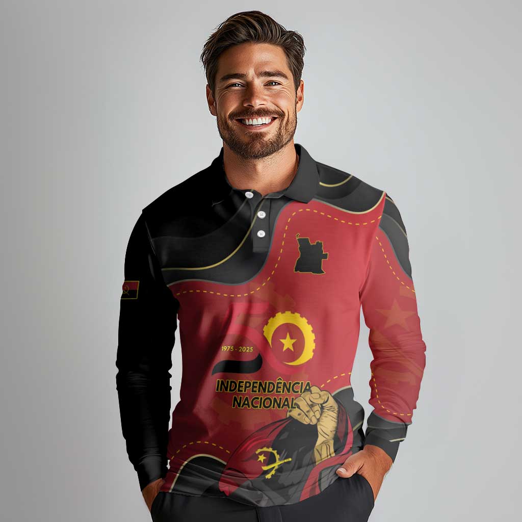Personalized Angola Independence Day Long Sleeve Polo Shirt Virtue Is Stronger When United - Wonder Print Shop