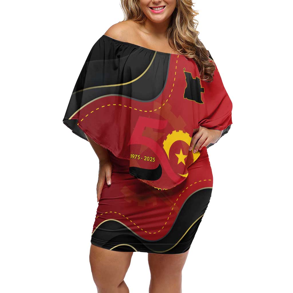 Personalized Angola Independence Day Off Shoulder Short Dress Virtue Is Stronger When United - Wonder Print Shop