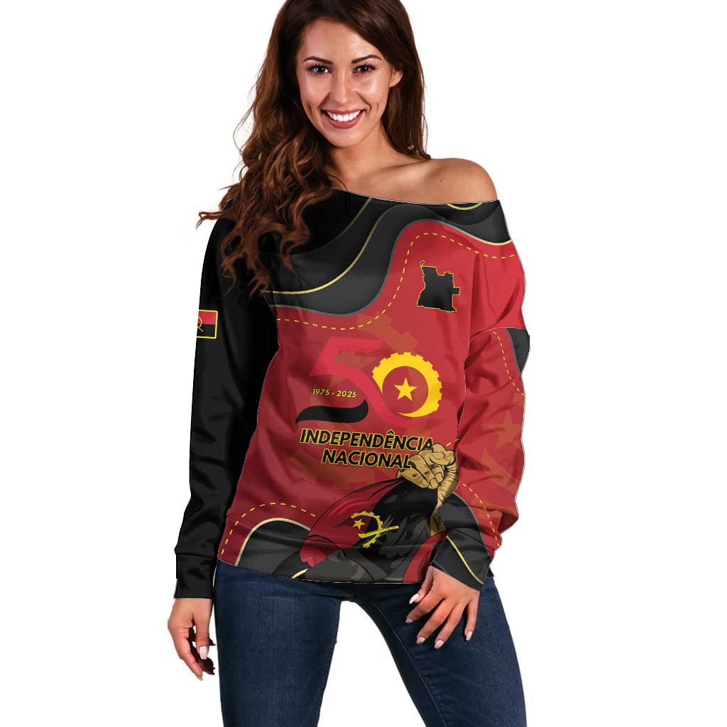 Personalized Angola Independence Day Off Shoulder Sweater Virtue Is Stronger When United - Wonder Print Shop