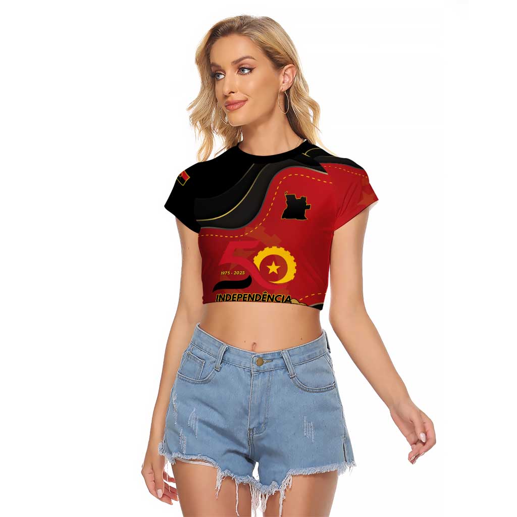 Personalized Angola Independence Day Raglan Cropped T Shirt Virtue Is Stronger When United - Wonder Print Shop