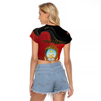 Personalized Angola Independence Day Raglan Cropped T Shirt Virtue Is Stronger When United - Wonder Print Shop