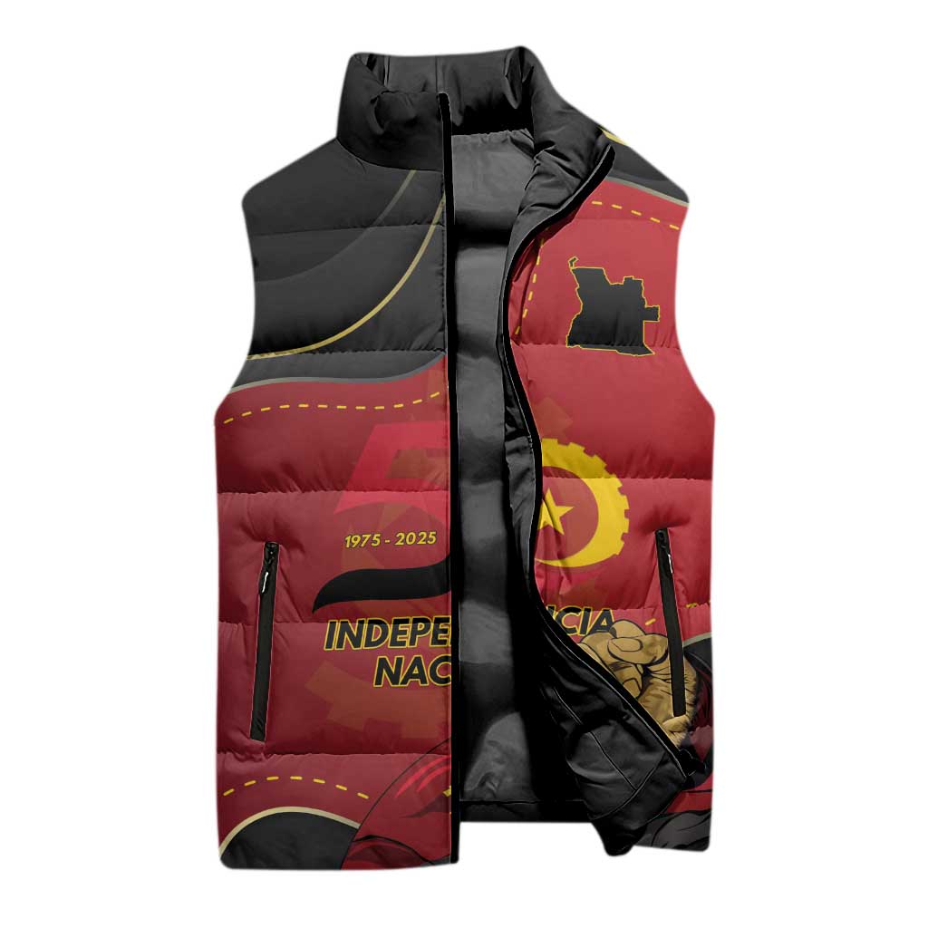 Personalized Angola Independence Day Sleeveless Puffer Jacket Virtue Is Stronger When United - Wonder Print Shop