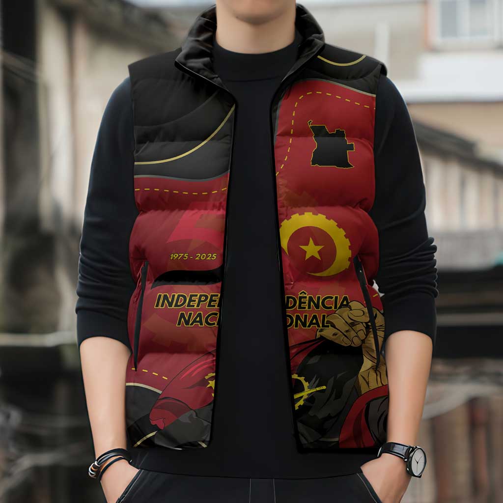 Personalized Angola Independence Day Sleeveless Puffer Jacket Virtue Is Stronger When United - Wonder Print Shop