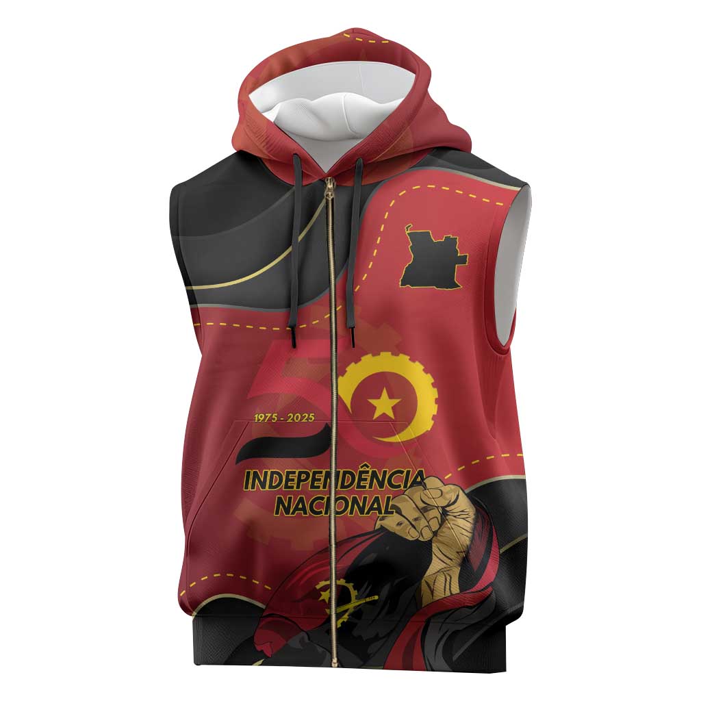 Personalized Angola Independence Day Sleeveless Zip Hoodie Virtue Is Stronger When United - Wonder Print Shop