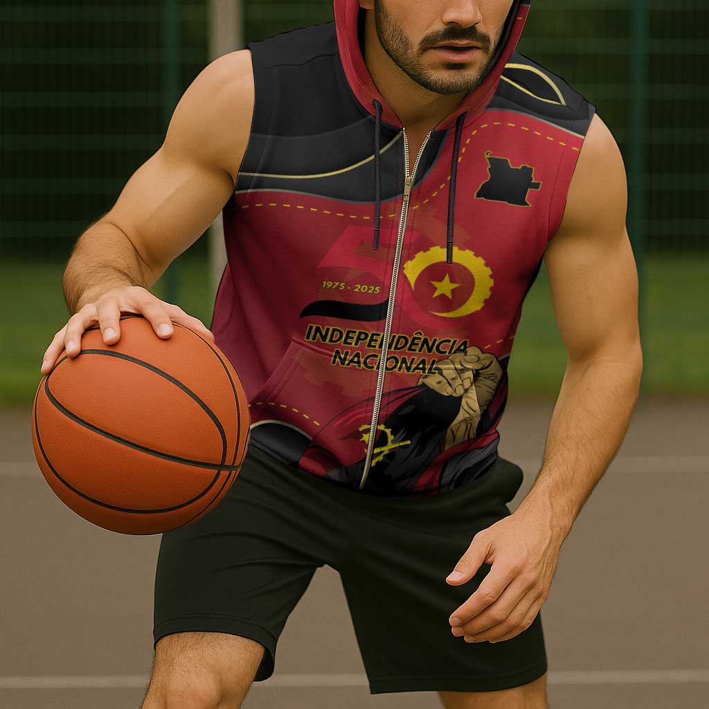 Personalized Angola Independence Day Sleeveless Zip Hoodie Virtue Is Stronger When United - Wonder Print Shop